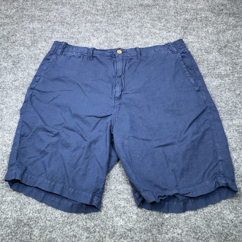 Polo Ralph Lauren Shorts Mens 36 Blue Classic Fit Linen Cotton Flat Front Chinos